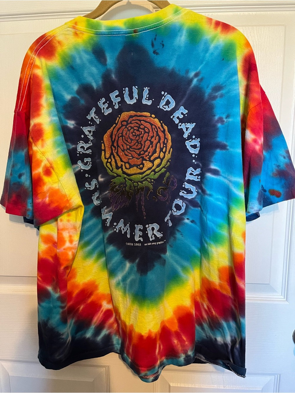 Grateful Dead Rainbow Rose Tie-Dye Short Sleeve Tee 1995